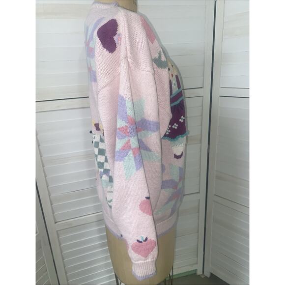 Vintage Daisy Kingdom Women's Cardigan Sweater Ramie Cotton Pink Large - Picture 3 of 10